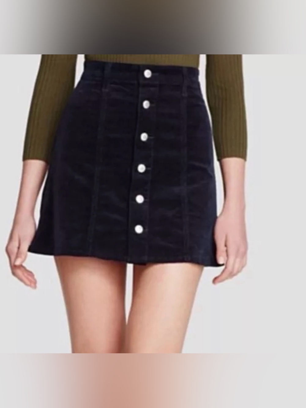 Alexa Chung x AG | Black Corduroy Mini Skirt, 27